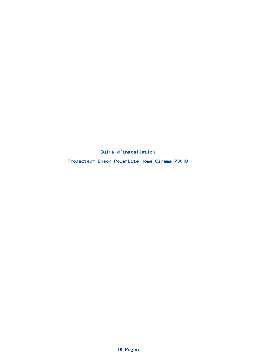 Page 1 de la notice Guide d'installation Epson PowerLite Home Cinema 730HD