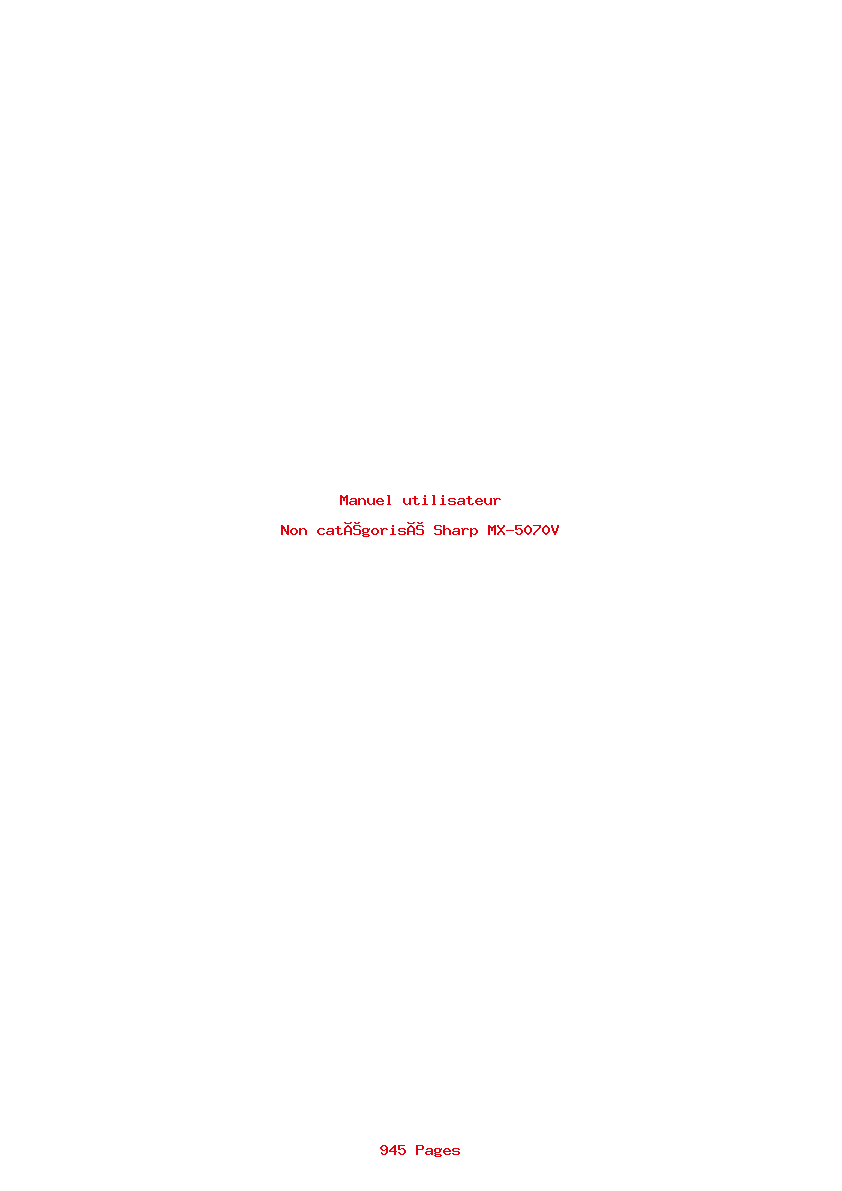 Page 1 de la notice Manuel utilisateur Sharp MX-5070V