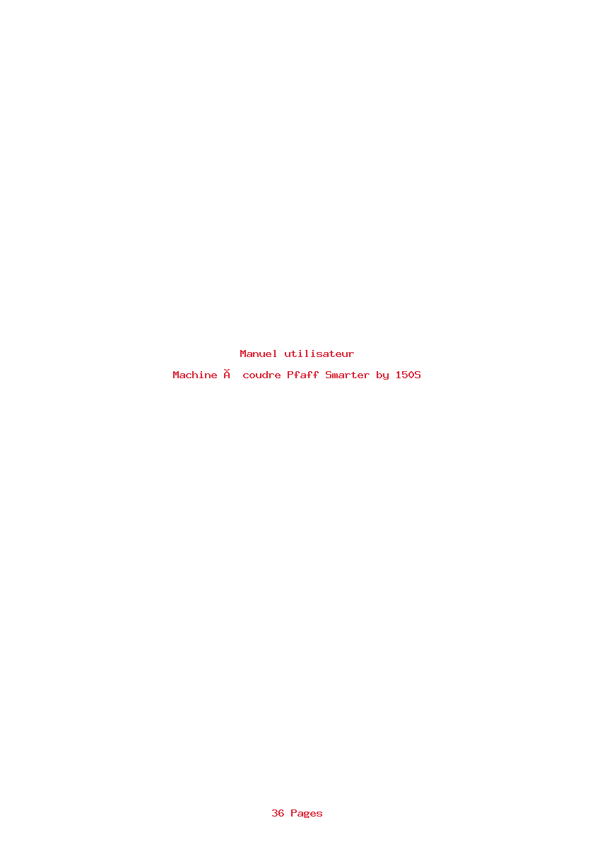 Page 1 de la notice Manuel utilisateur Pfaff Smarter by 150S