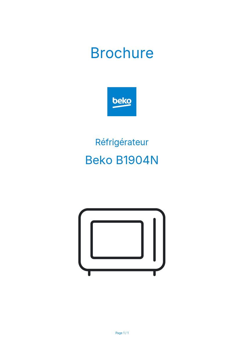 Page 1 de la notice Brochure Beko B1904N