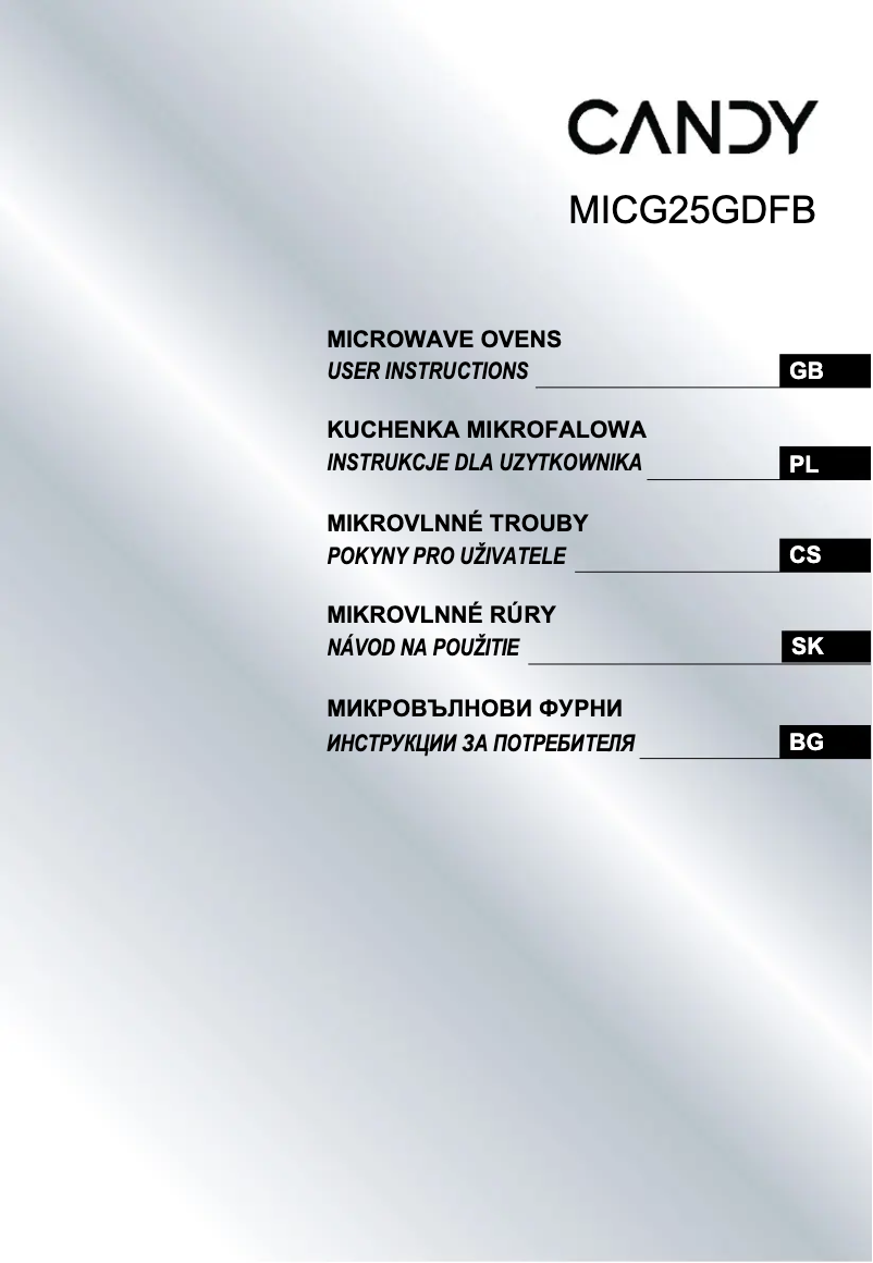 Page 1 of the manual User Manual Candy MICG25GDFB