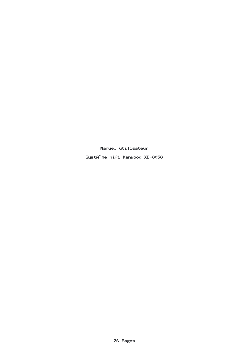 Page 1 de la notice Manuel utilisateur Kenwood XD-8050