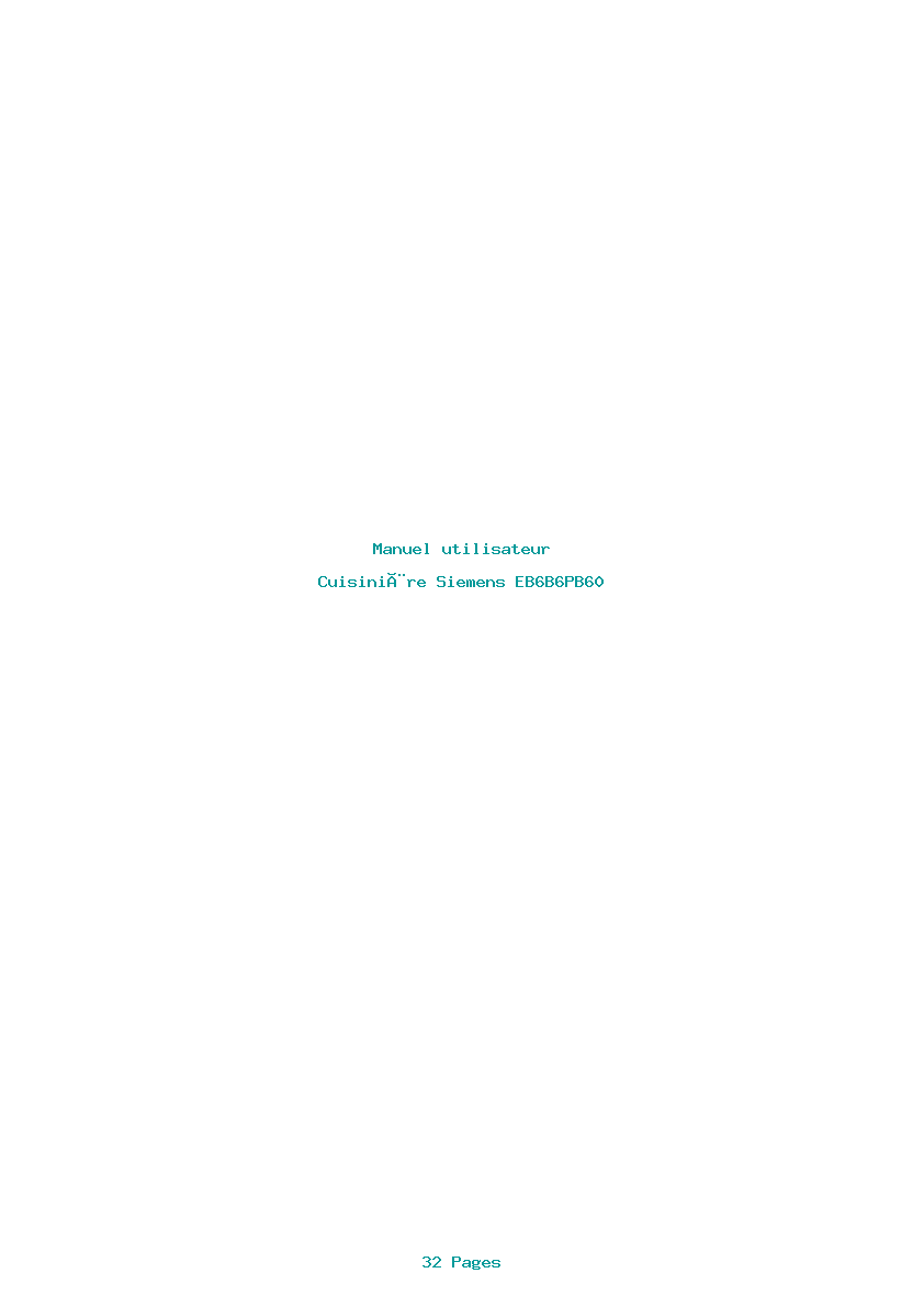 Page 1 de la notice Manuel utilisateur Siemens EB6B6PB60