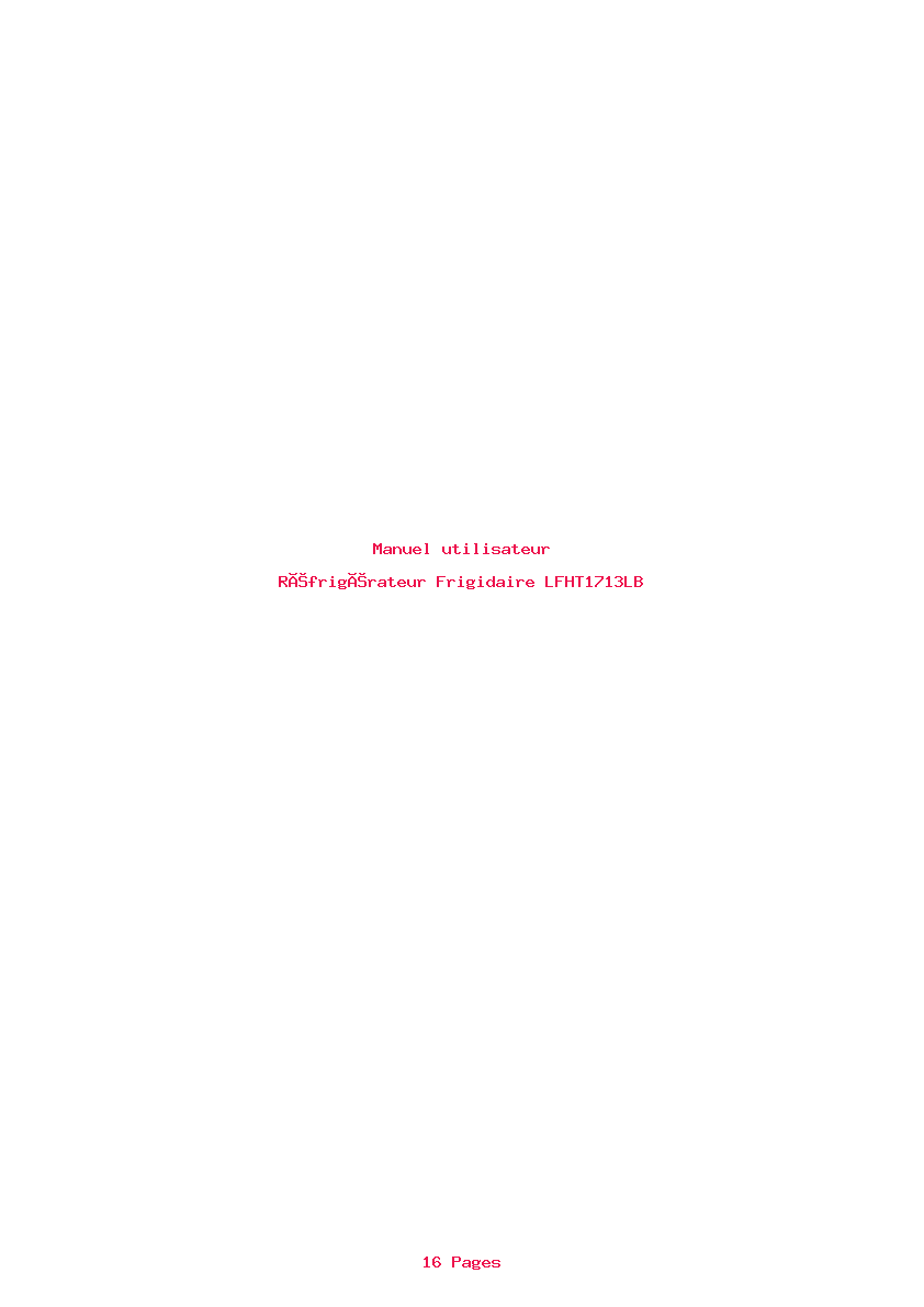 Page 1 de la notice Manuel utilisateur Frigidaire LFHT1713LB