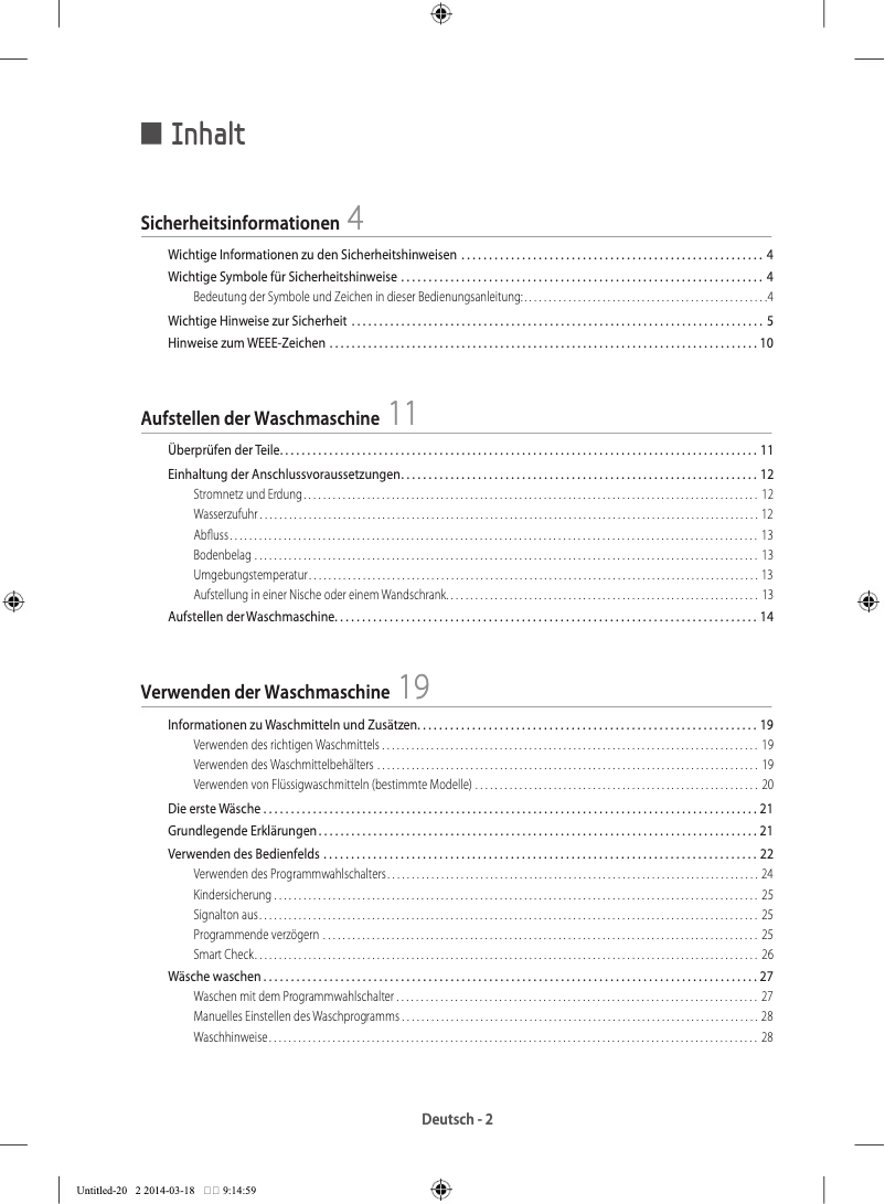 Page 1 de la notice Manuel utilisateur Samsung WF80F5E5P4W