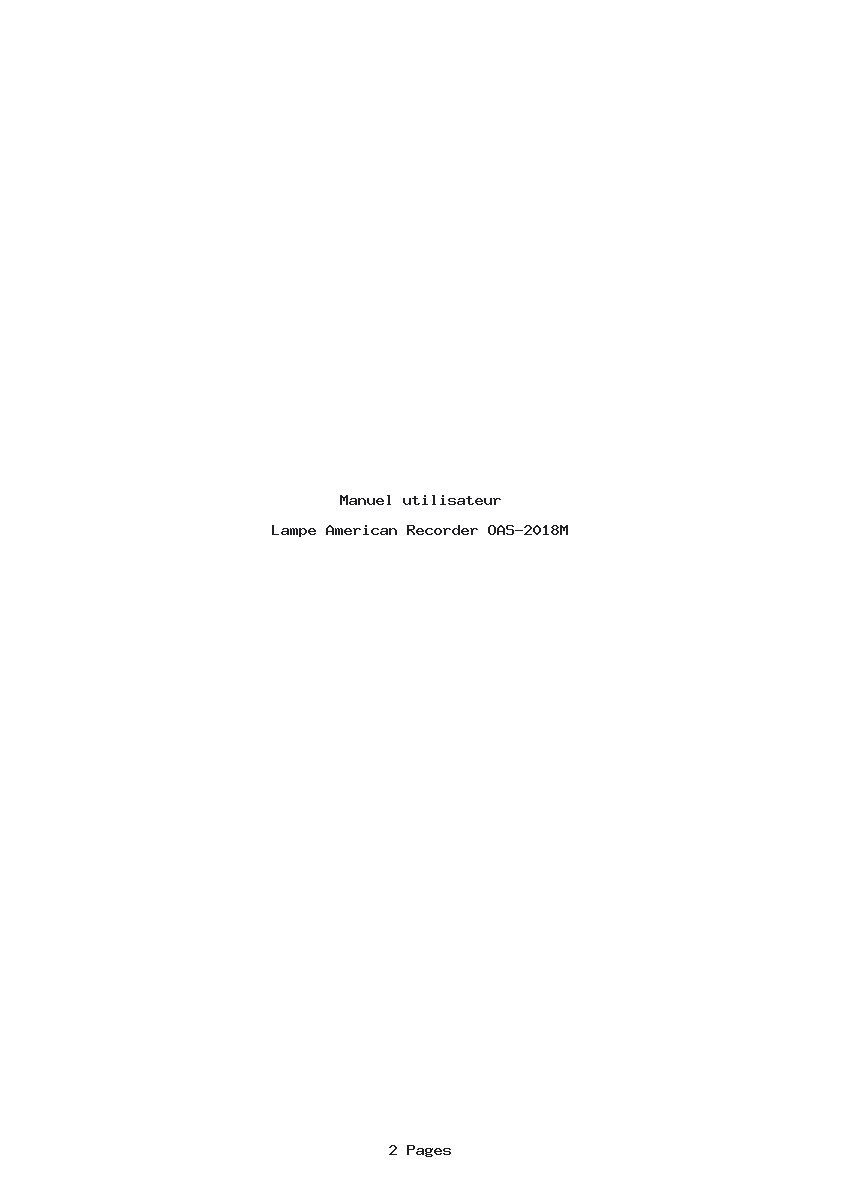 Page 1 de la notice Manuel utilisateur American Recorder OAS-2018M