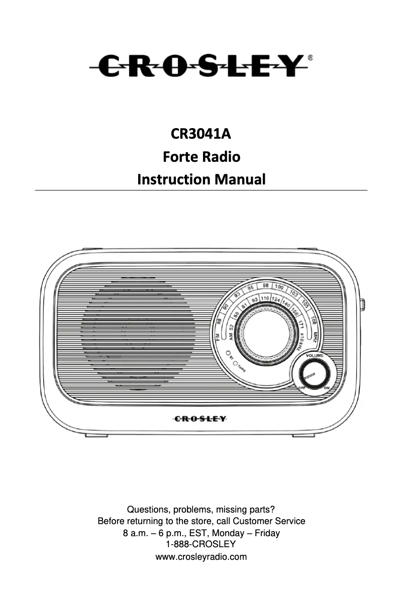 Page 1 of the manual User Manual Crosley Forte CR3041A