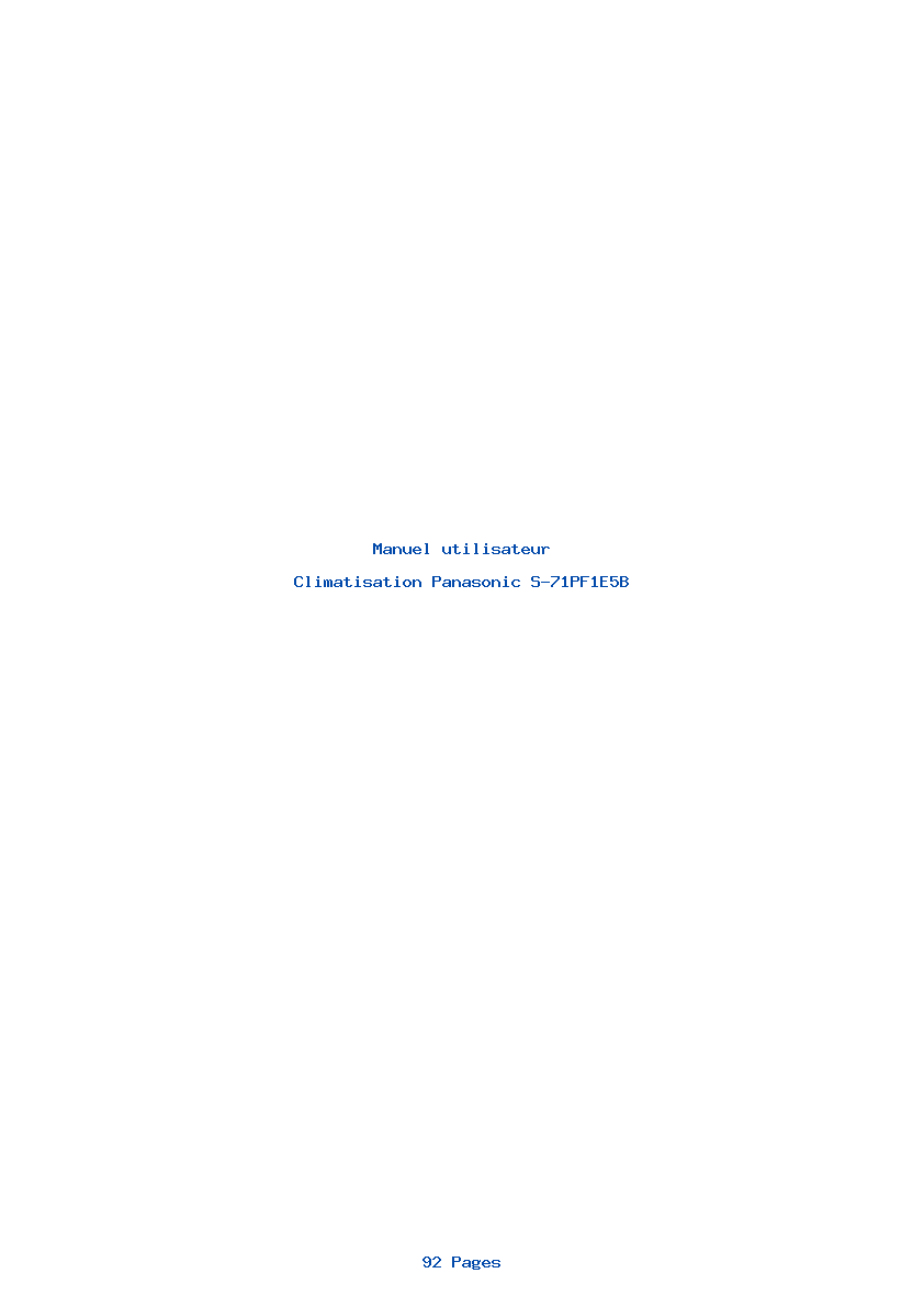 Page 1 de la notice Manuel utilisateur Panasonic S-71PF1E5B