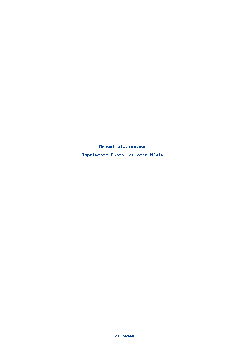 Page 1 de la notice Manuel utilisateur Epson AcuLaser M2010