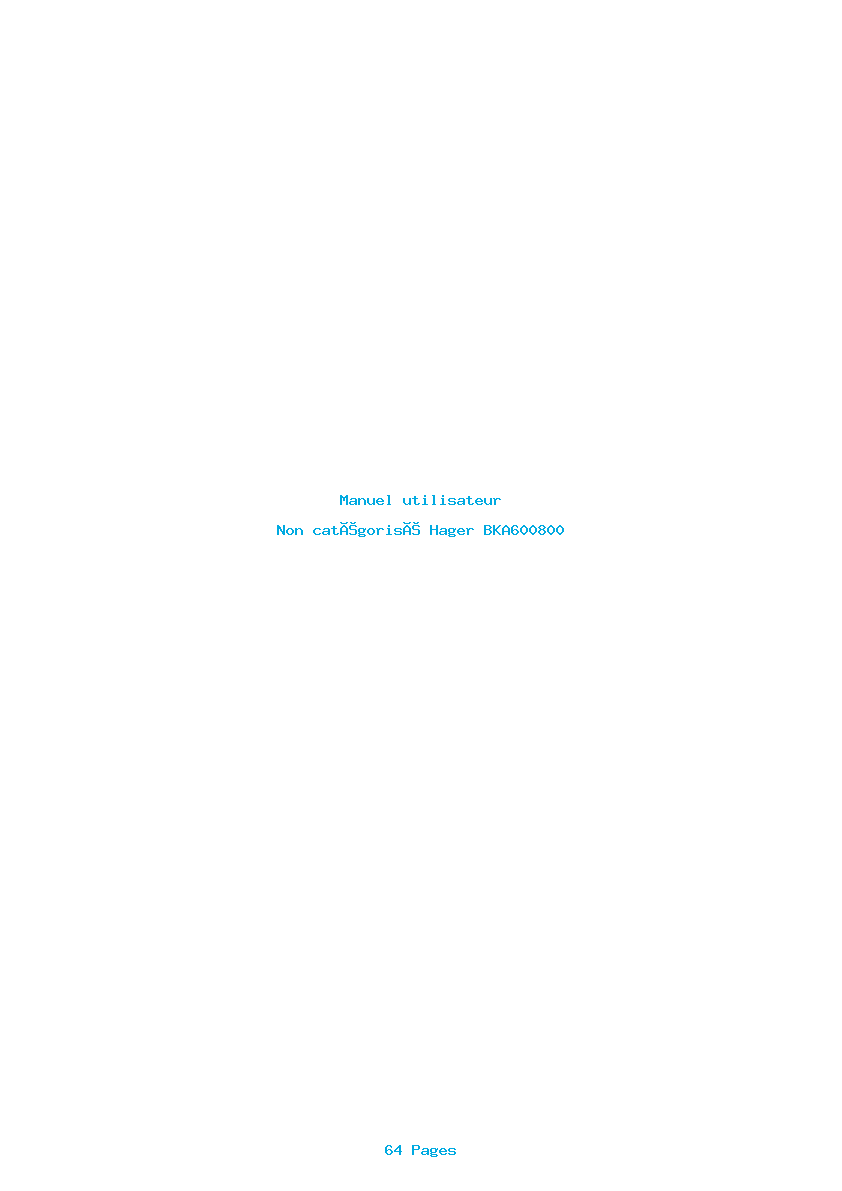Page 1 de la notice Manuel utilisateur Hager BKA600800