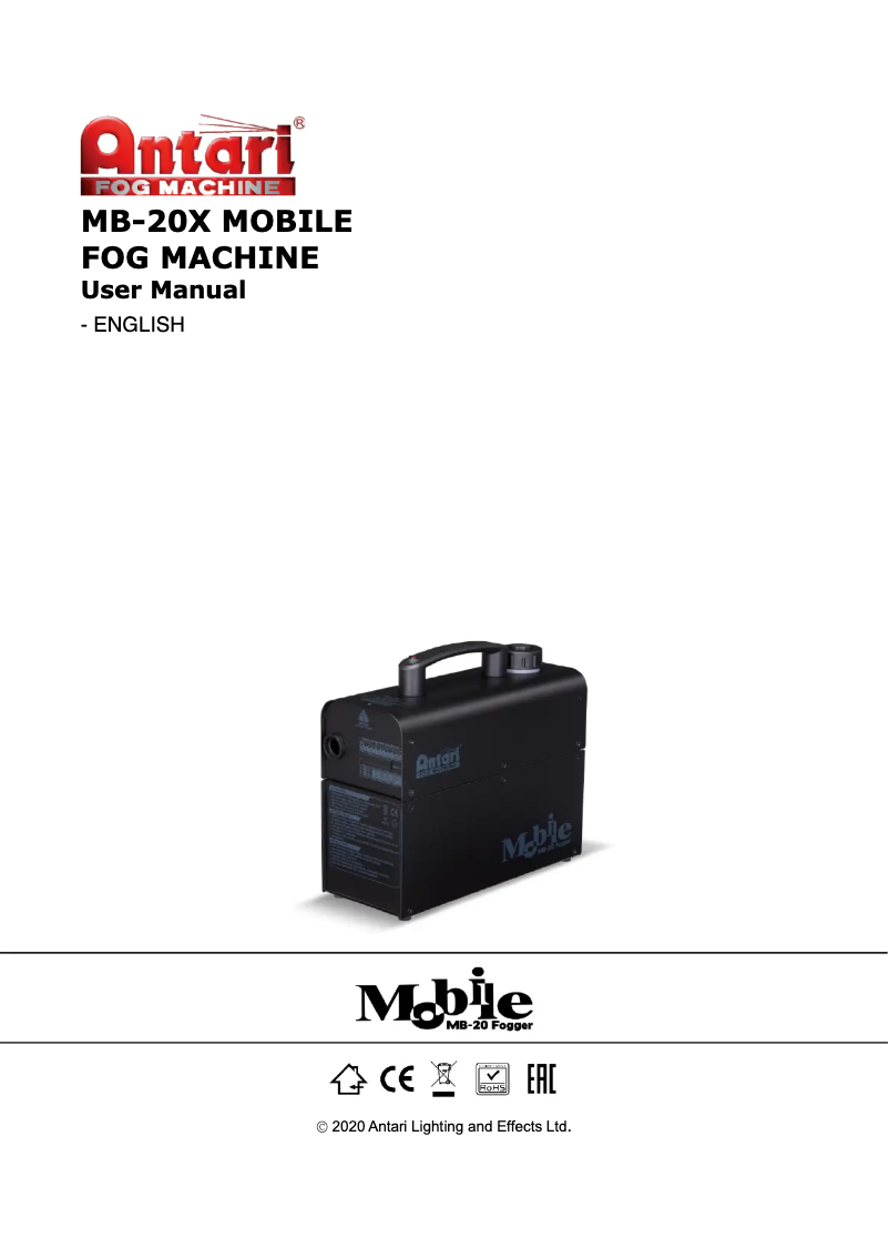 Page 1 de la notice Manuel utilisateur Antari MB-20X