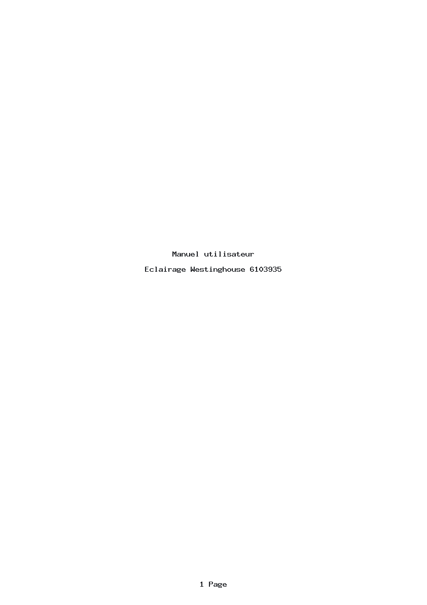Page 1 de la notice Manuel utilisateur Westinghouse 6103935