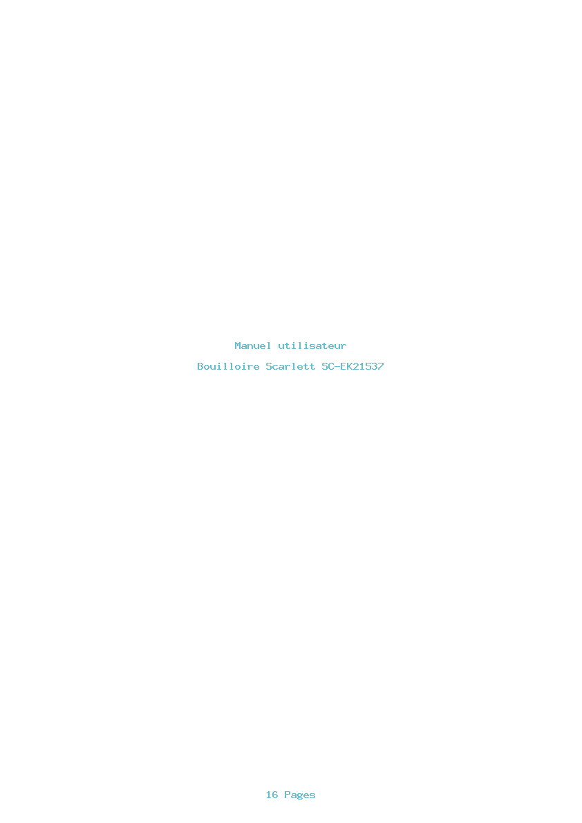 Page 1 de la notice Manuel utilisateur Scarlett SC-EK21S37