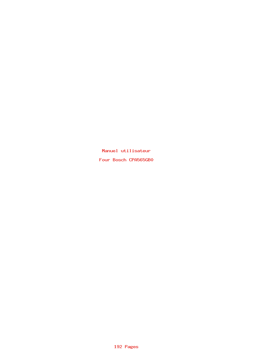 Page 1 de la notice Manuel utilisateur Bosch CPA565GB0