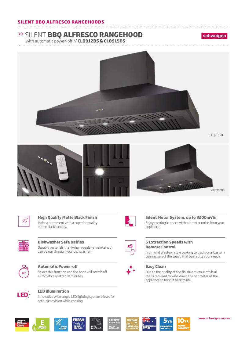 Page 1 de la notice Fiche technique Schweigen CL8912BS