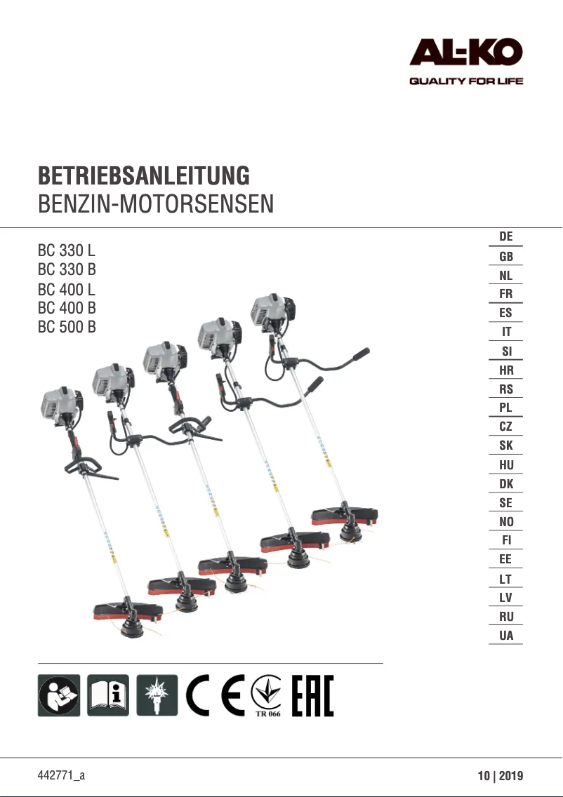 Page 1 de la notice Manuel utilisateur AL-KO BC 400 B
