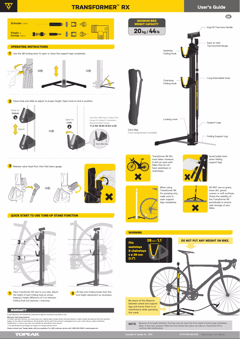 Page 1 de la notice Manuel utilisateur Topeak Transformer RX