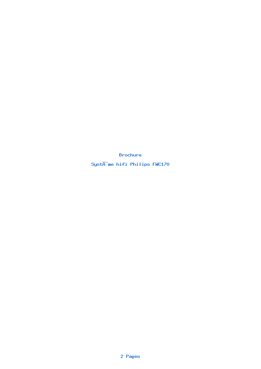 Page 1 de la notice Brochure Philips FWC170