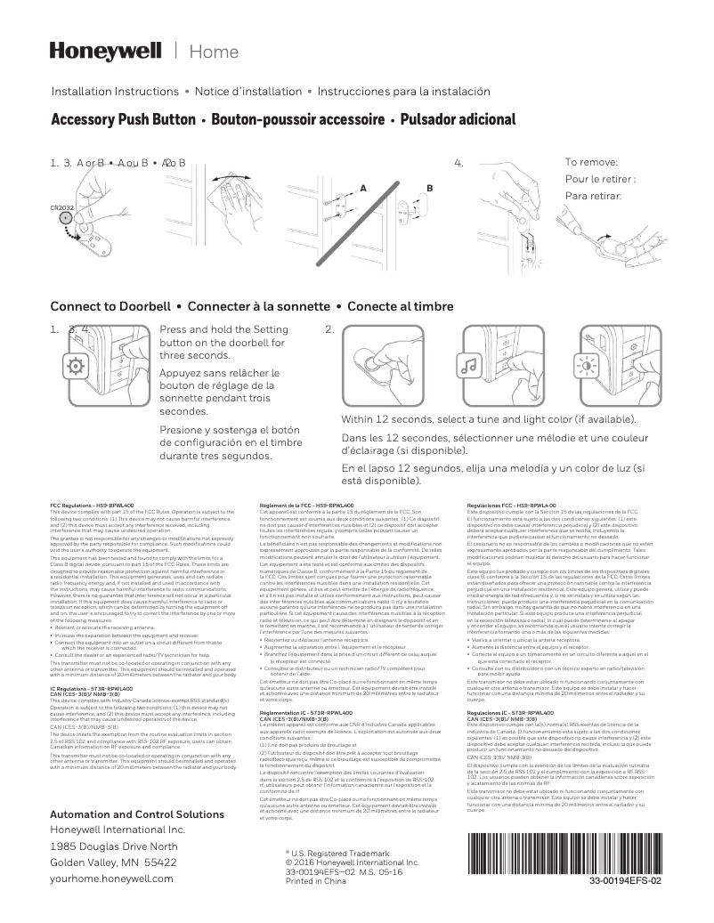 Página 1 del manual Manual de instrucciones Honeywell RPWL401B2000