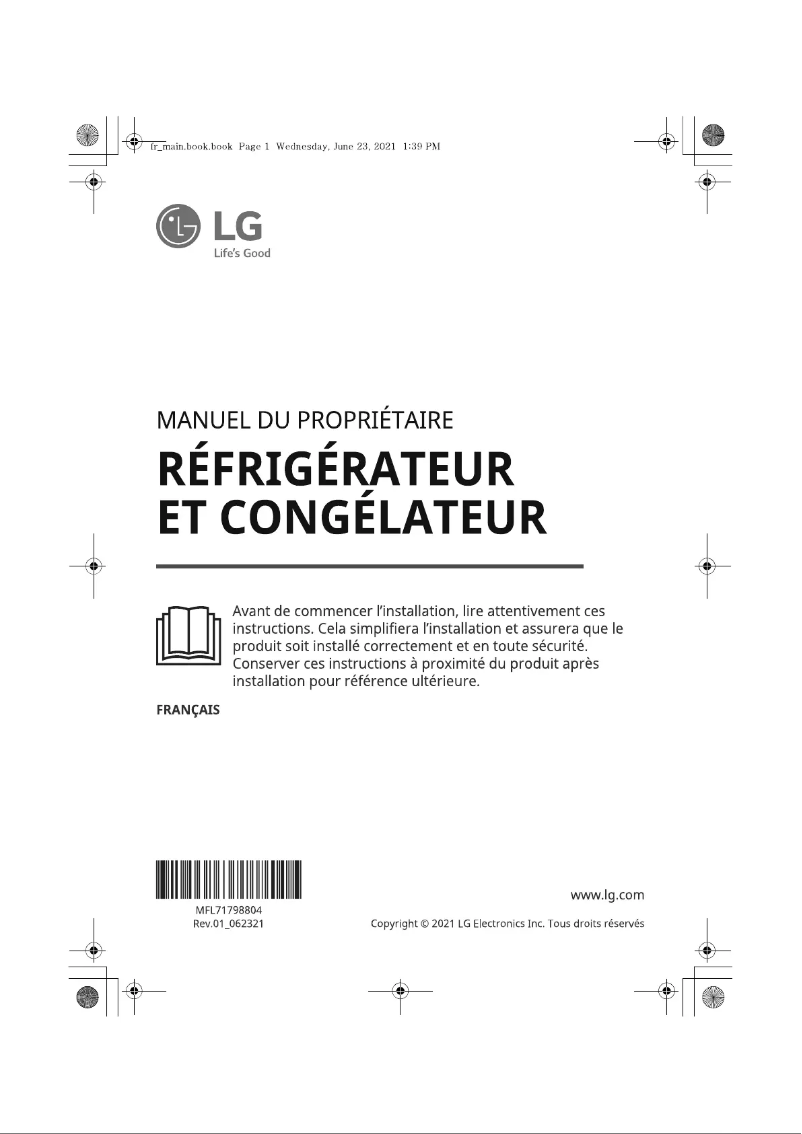 Page 1 de la notice Manuel utilisateur LG GSLV80MCLF