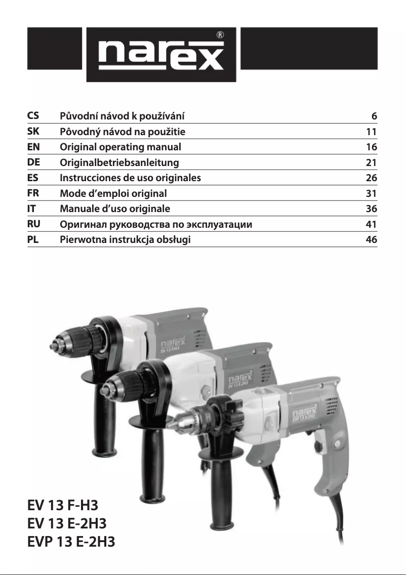 Página 1 del manual Manual de usuario Narex EV 13 E-2H3