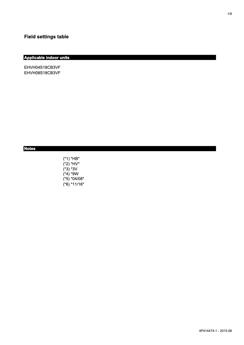 Page 1 de la notice Guide d'installation Daikin EHVH08S18CB3VF