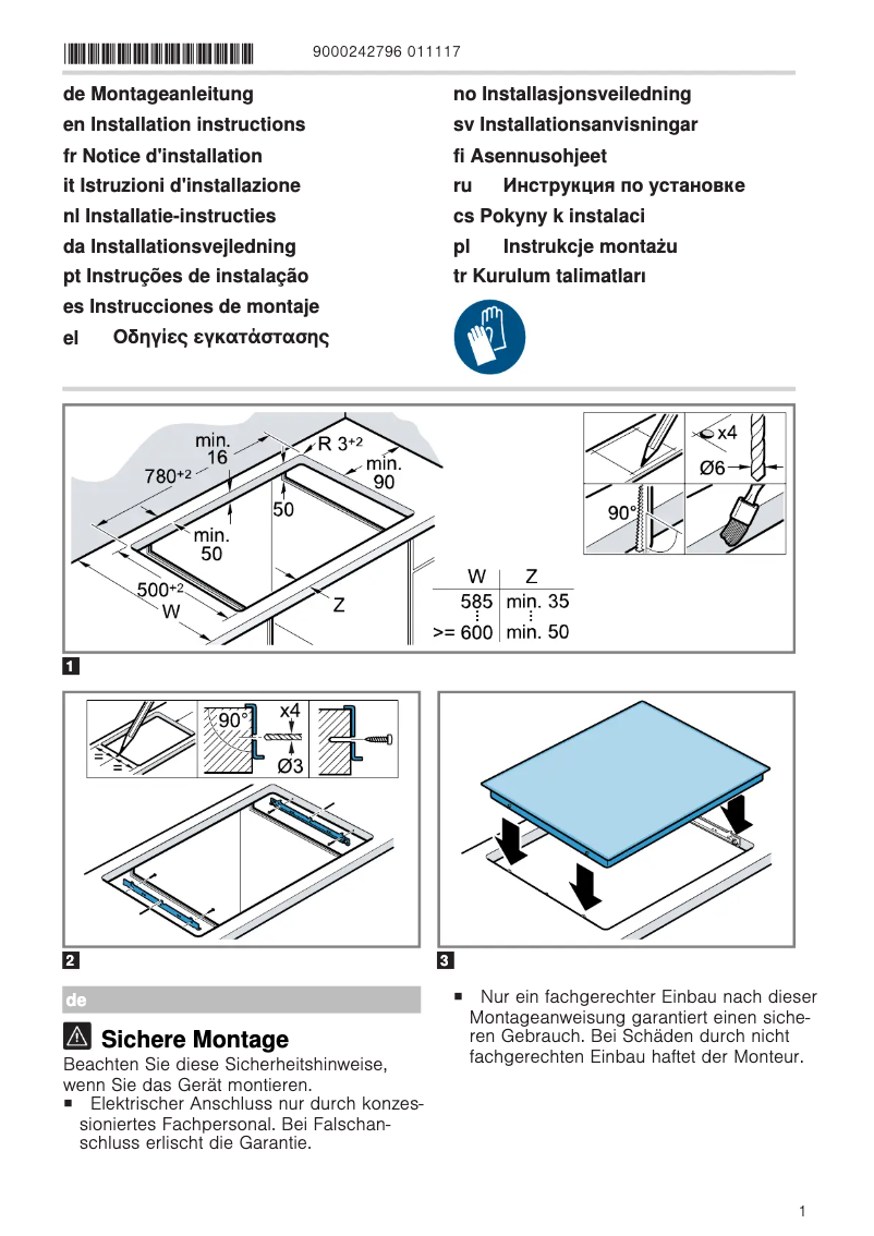 Página 1 del manual Guía de instalación Neff T18FD36X0
