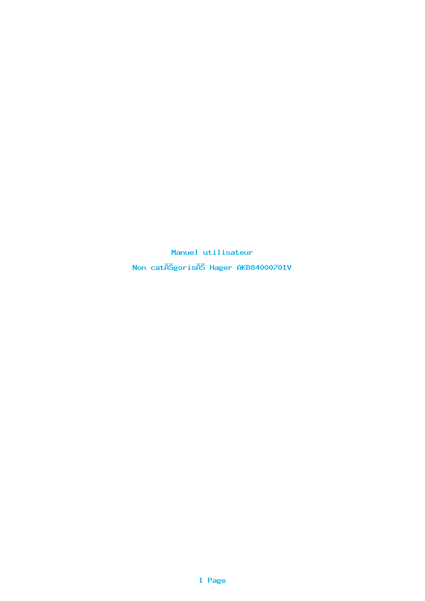 Page 1 de la notice Manuel utilisateur Hager AKB84000701V