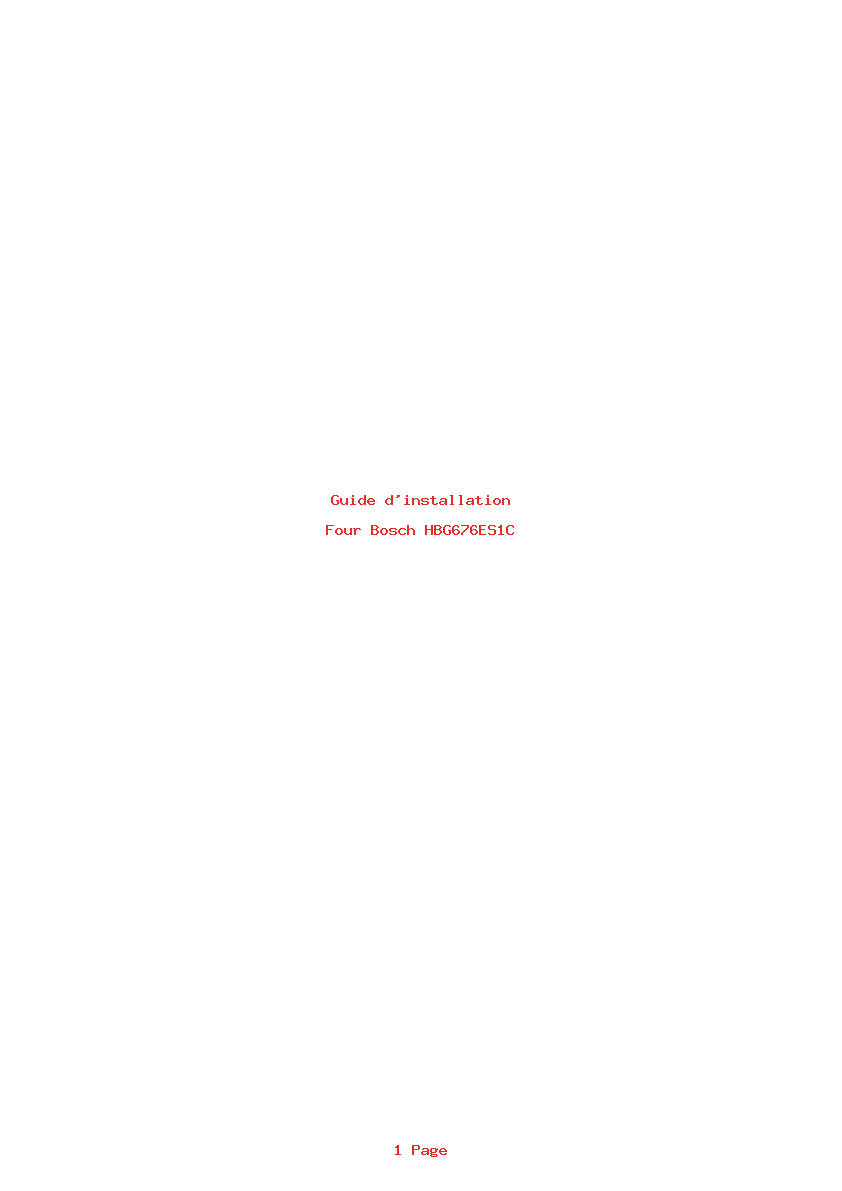 Page 1 de la notice Guide d'installation Bosch HBG676ES1C