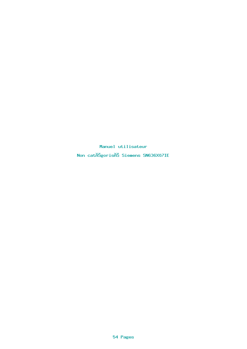 Page 1 de la notice Manuel utilisateur Siemens SN636X07IE