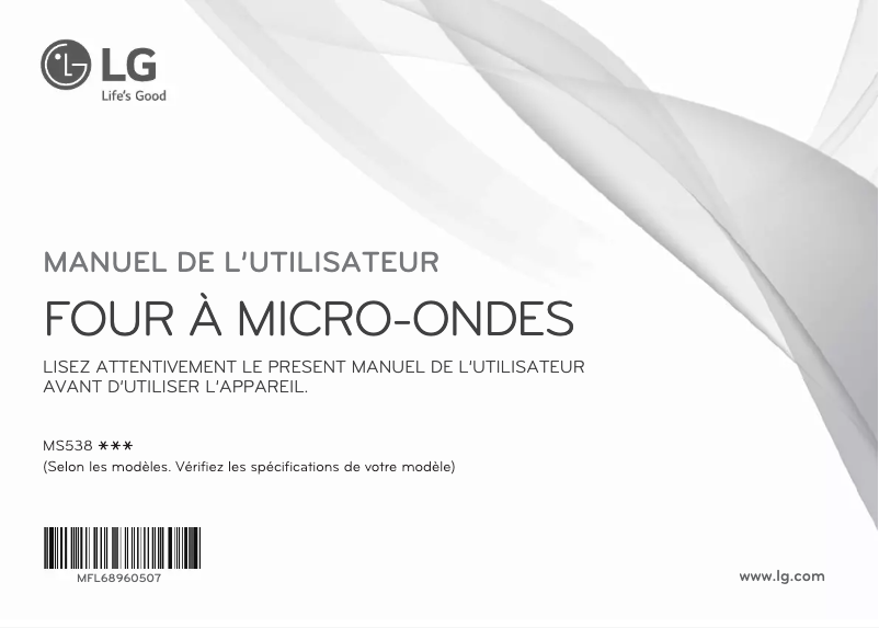 Page 1 de la notice Manuel utilisateur LG MS5382NW