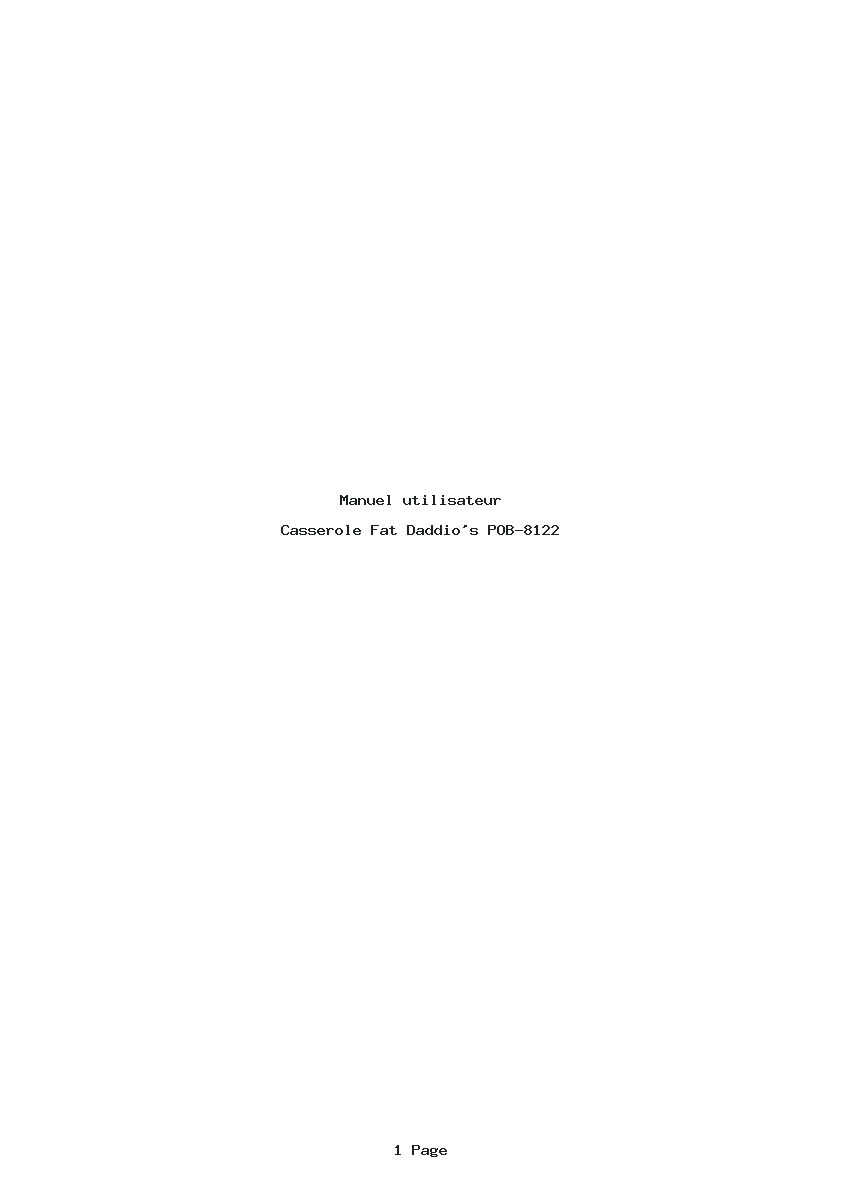 Page 1 de la notice Manuel utilisateur Fat Daddio's POB-8122