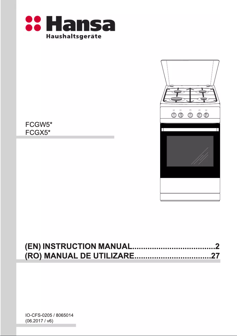 Page 1 de la notice Manuel utilisateur Hansa FCGW51090