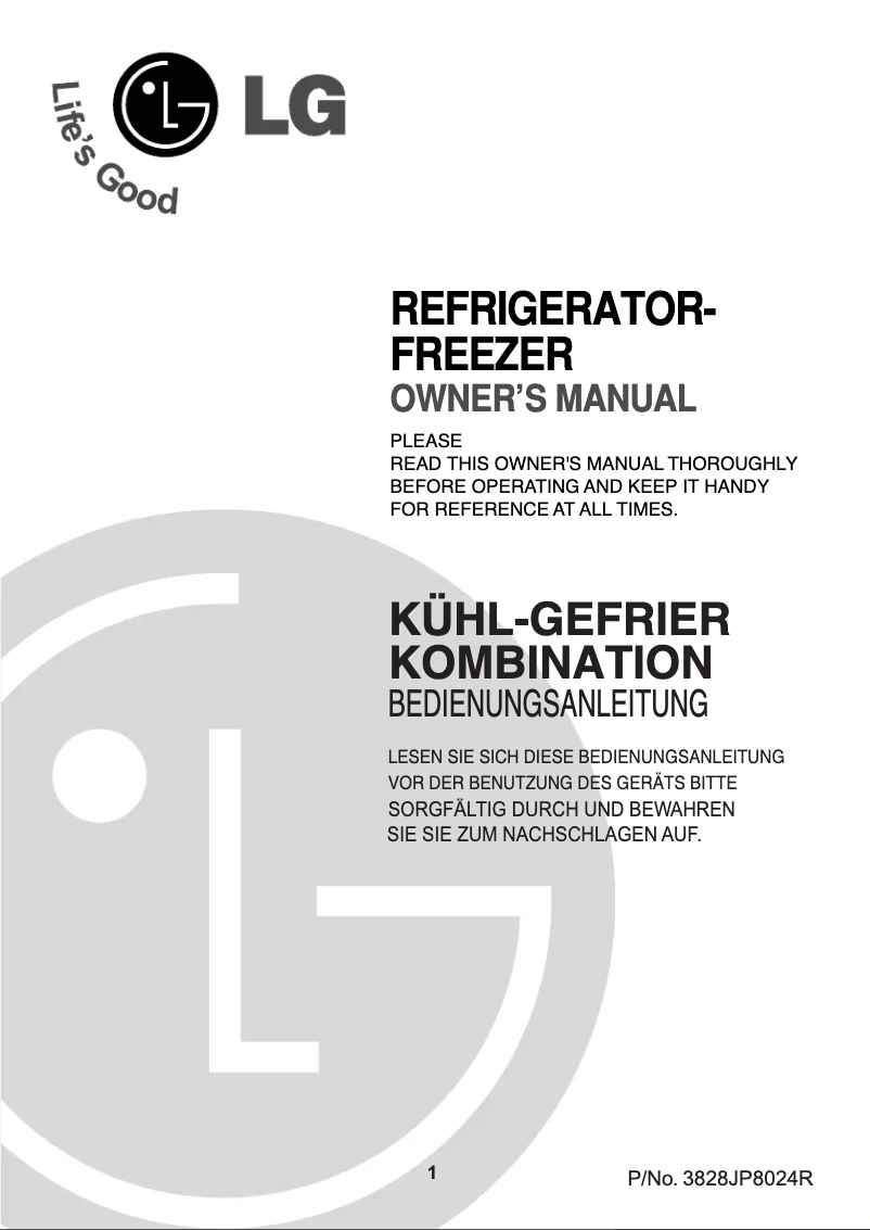 Page 1 de la notice Manuel utilisateur LG GR-U192S