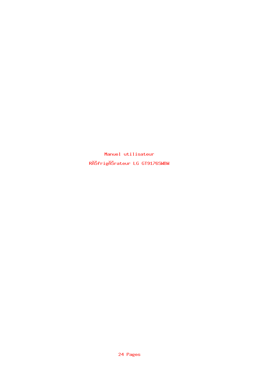 Page 1 de la notice Manuel utilisateur LG GT9176SWBW