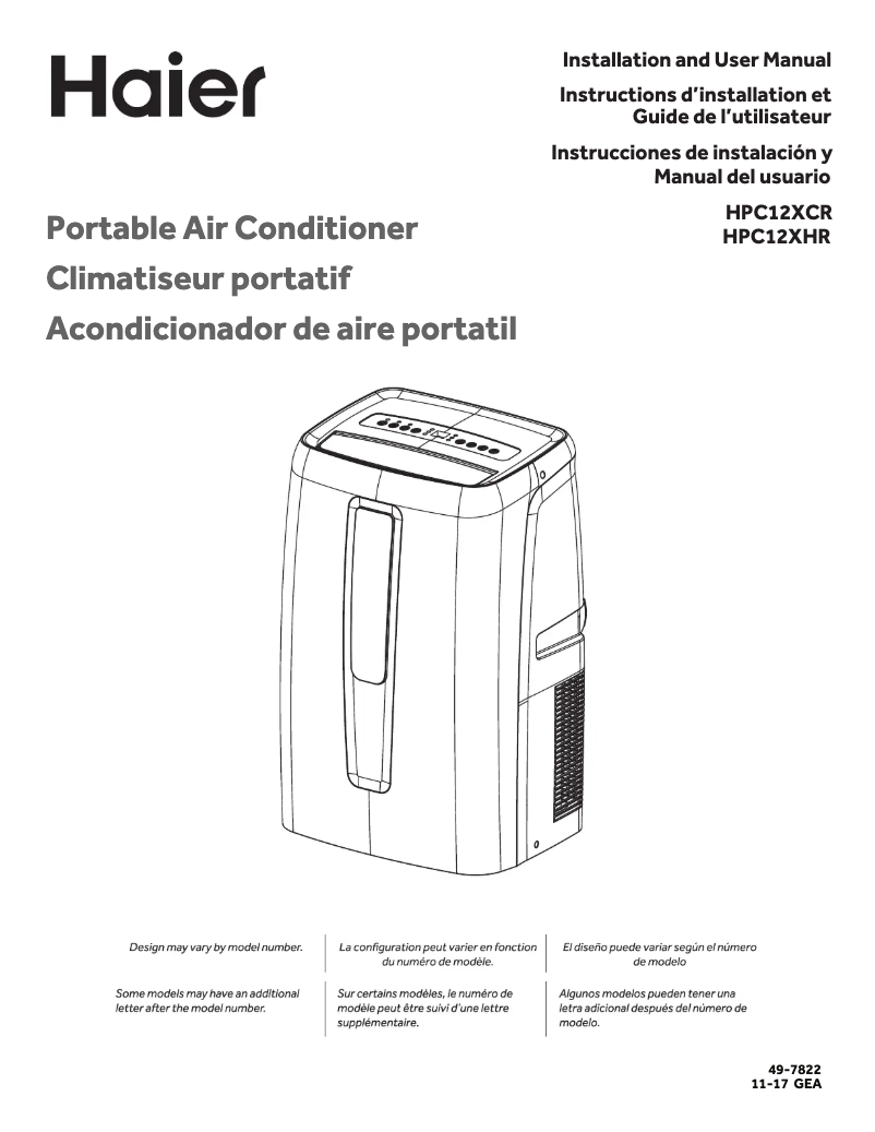 Page 1 de la notice Manuel utilisateur Haier HPC12XHR