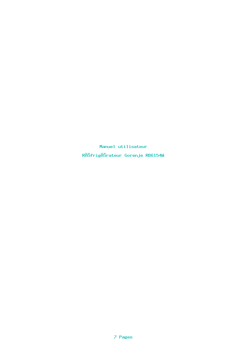 Page 1 de la notice Manuel utilisateur Gorenje RB6154W