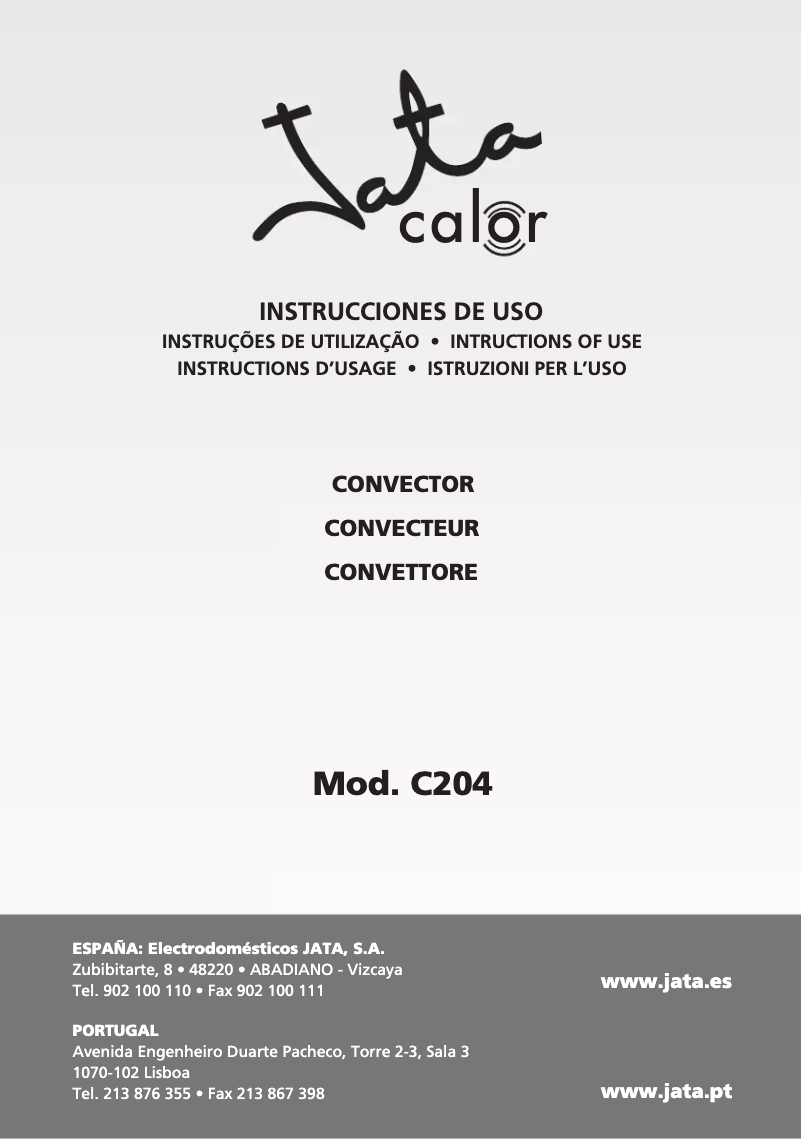 Page 1 de la notice Manuel utilisateur Jata C204