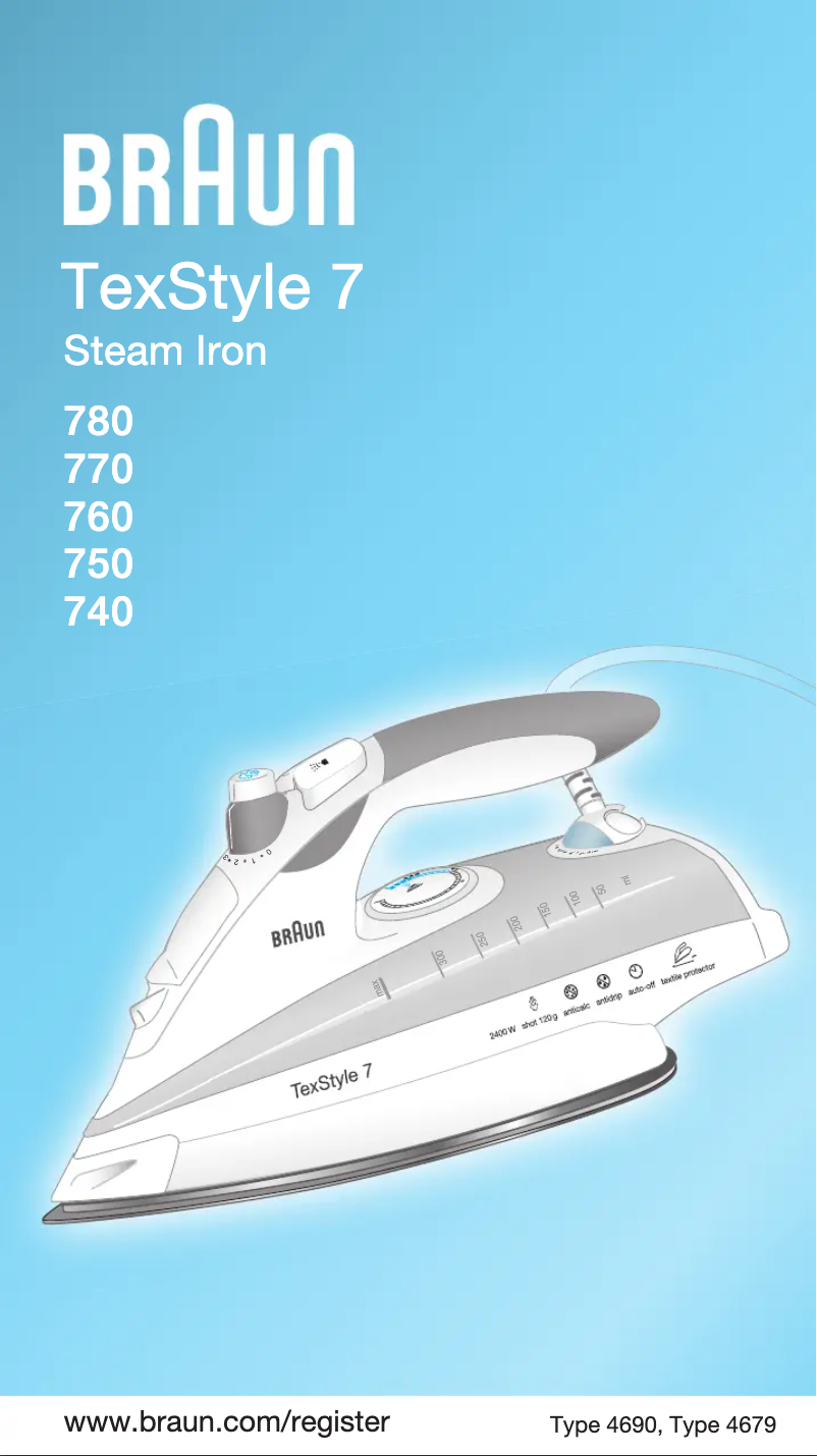 Página 1 del manual Manual de usuario Braun Steam Iron 760 TexStyle 7