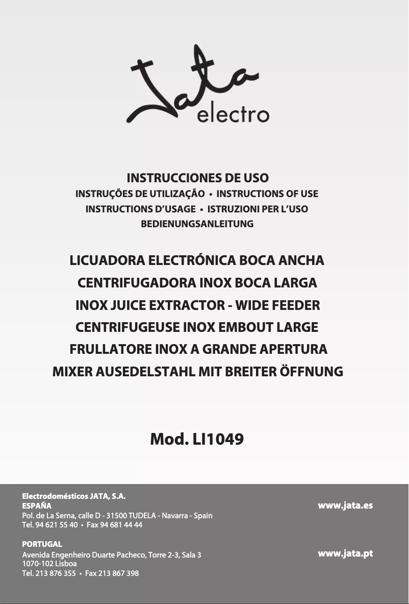 Page 1 de la notice Manuel utilisateur Jata LI1049