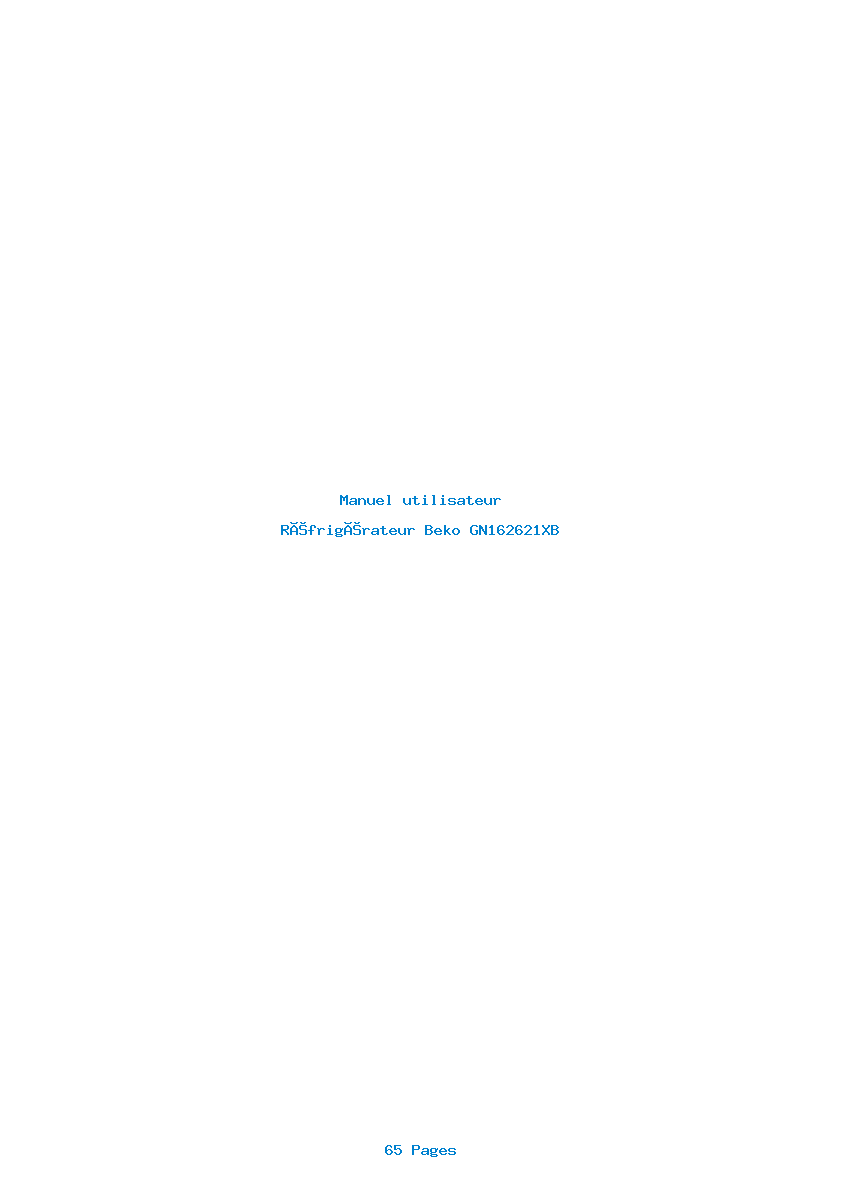 Page 1 de la notice Manuel utilisateur Beko GN162621XB