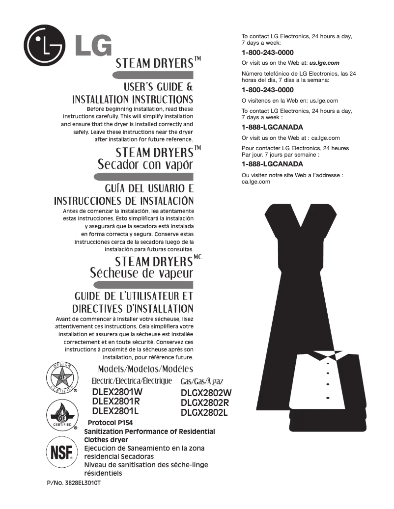 Page 1 de la notice Manuel utilisateur LG DLEX2801W