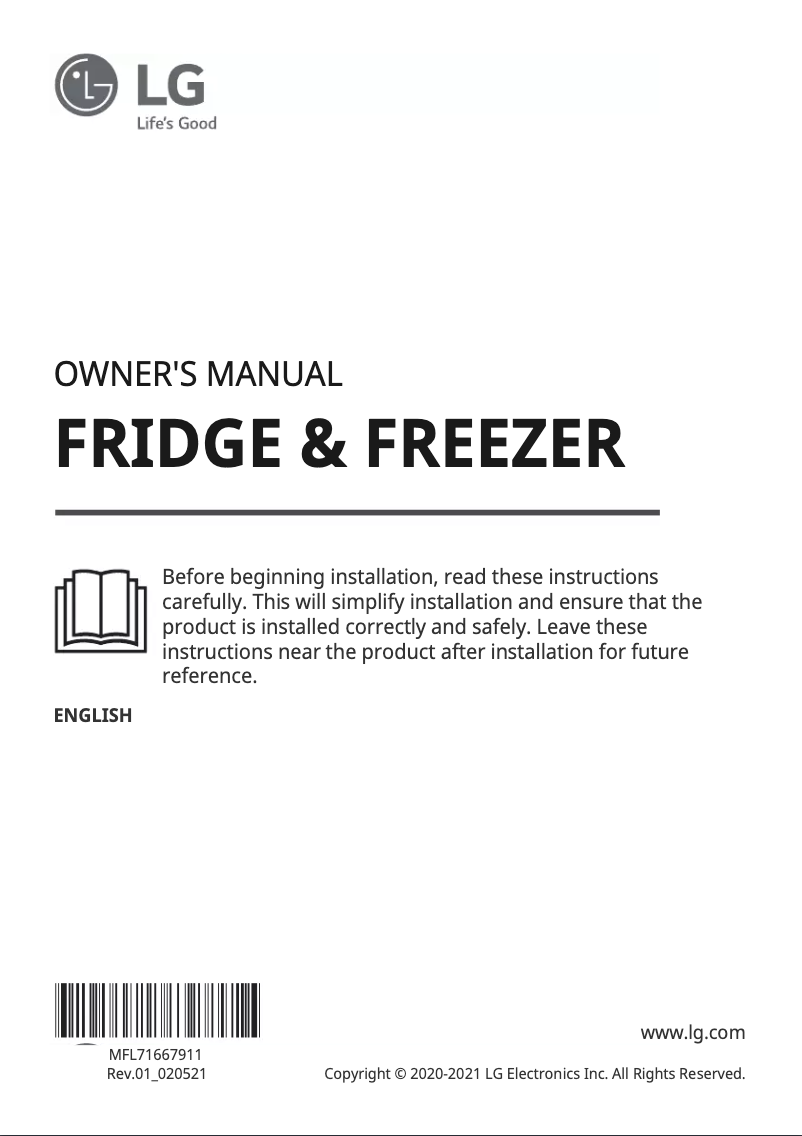 Page 1 de la notice Manuel utilisateur LG GRX-334DPBC