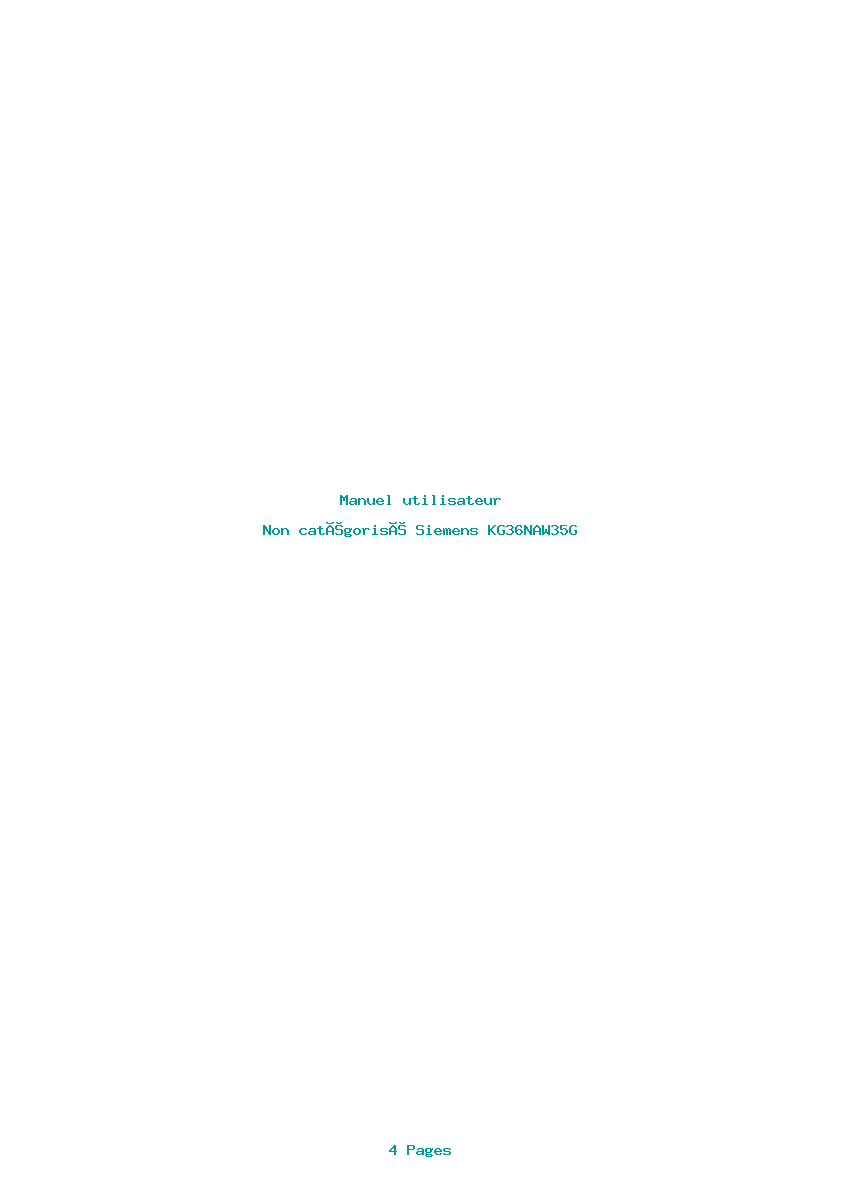 Page 1 de la notice Manuel utilisateur Siemens KG36NAW35G