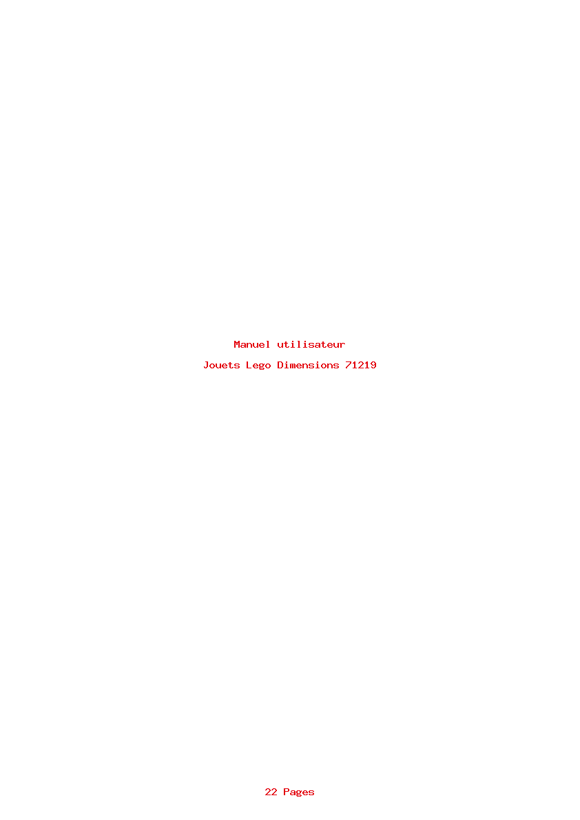 Page 1 de la notice Manuel utilisateur Lego Dimensions 71219