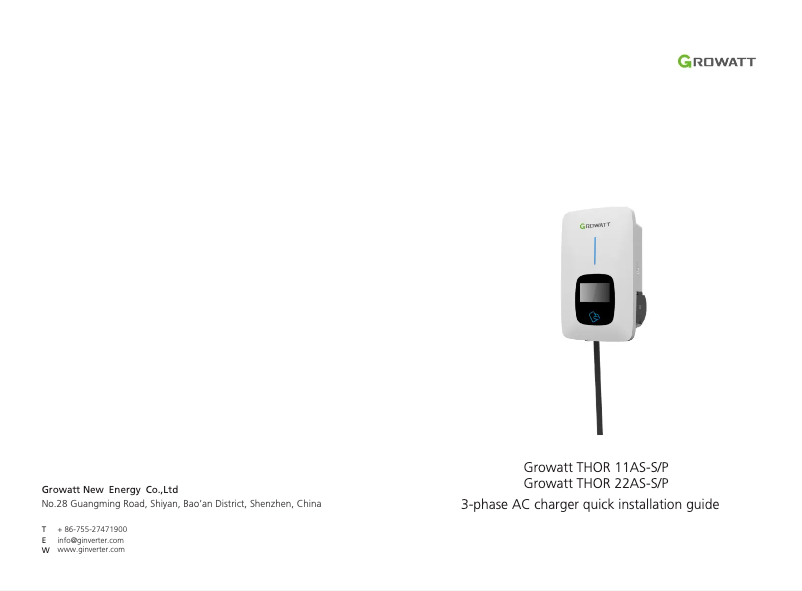 Page 1 de la notice Manuel utilisateur Growatt THOR 11AS-P