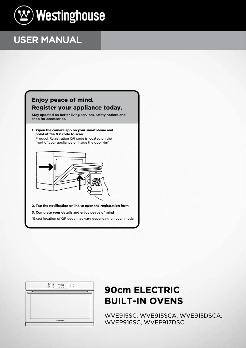 Page 1 de la notice Manuel utilisateur Westinghouse WVEP917DSC
