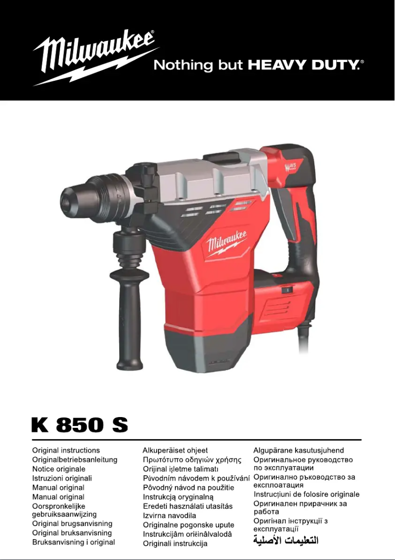 Page 1 de la notice Manuel utilisateur Milwaukee K 850 S