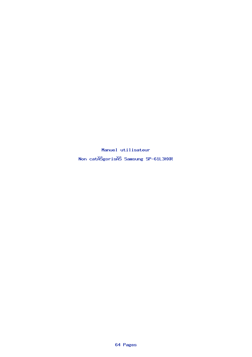 Page 1 de la notice Manuel utilisateur Samsung SP-61L3HXR