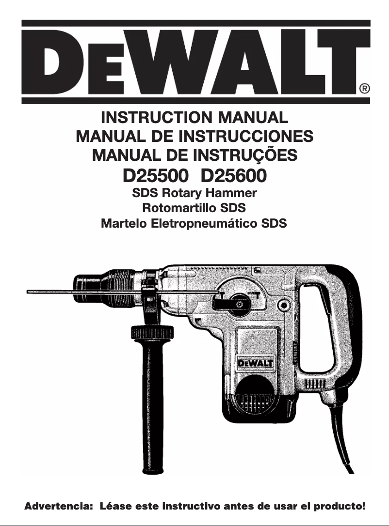 Page 1 de la notice Manuel utilisateur DeWalt D25500